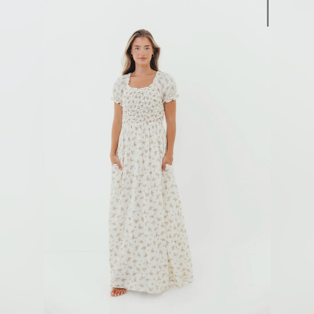 Worth Collective Ivory Floral Maxi Dress